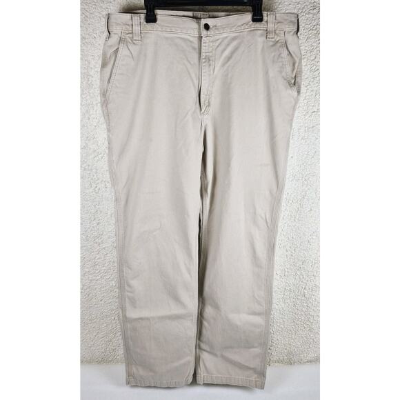 Carhartt Canvas Work Pants Men's 40x34 Relaxed Fit Beige Workwear - Picture 2 of 10